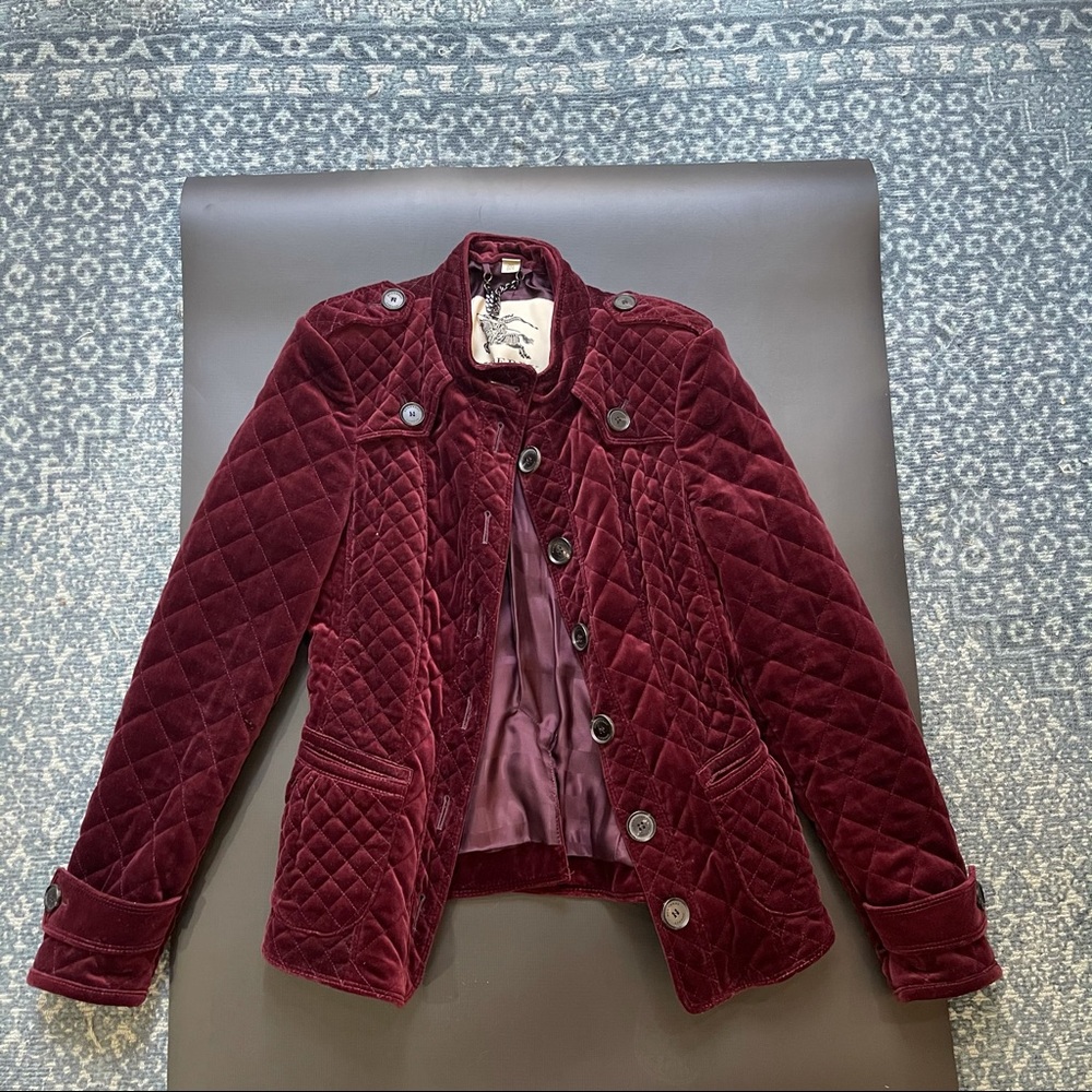 Burberry velvet deep red coat